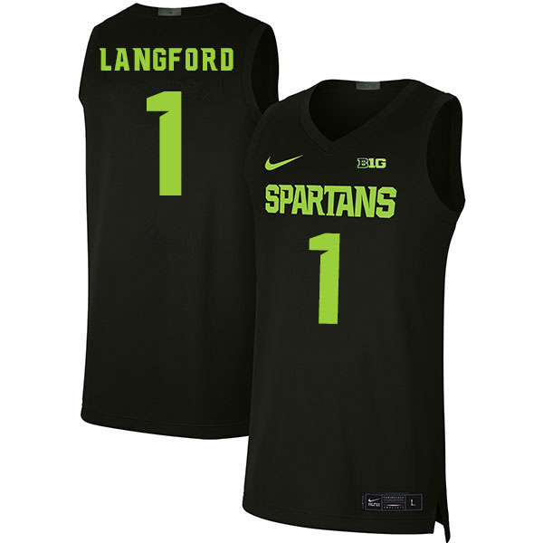 Men Michigan State Spartans #1 Joshua Langford NCAA Nike Authentic Black 2019-20 College Stitched Basketball Jersey MG41P40XW